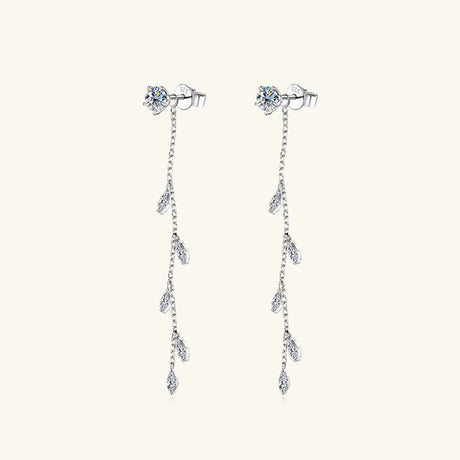 1.38 Carat Moissanite 925 Sterling Silver Leaf Earrings - V.I.P Digital Presence