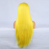 Hand Groove 13*2.5 Chemical Fiber Front Lace Yellow Long Bangs Wig Headgear Natural Hairline - V.I.P Digital Presence