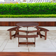 6-person circular picnic table with 3 built-in benches, umbrella holes, outdoor tables and chairs brown bench set - V.I.P Digital Presence