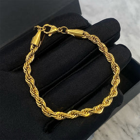Hip hop gold Fried Dough Twists chain thick bracelet small jewelry chain - V.I.P Digital Presence