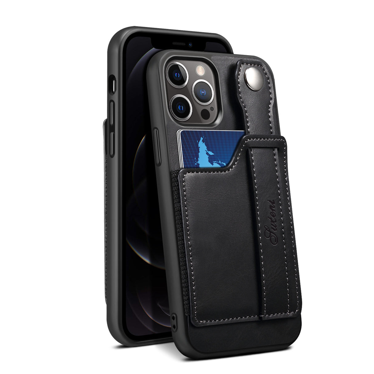 Funda para iPhone 14ProMax, funda de piel con ranuras para tarjetas, compatible con Apple iPhone 14Pro, con función de muñeca y funda protectora trasera. 