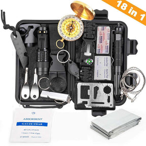 Military-grade outdoor travel survival kit with mini camping tools, emergency bracelet, whistle, blanket and knife. - V.I.P Digital Presence
