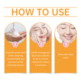 Mousse limpiadora de cúrcuma para una limpieza suave de la piel facial. Limpiador de poros. Cuidado hidratante de la piel.
