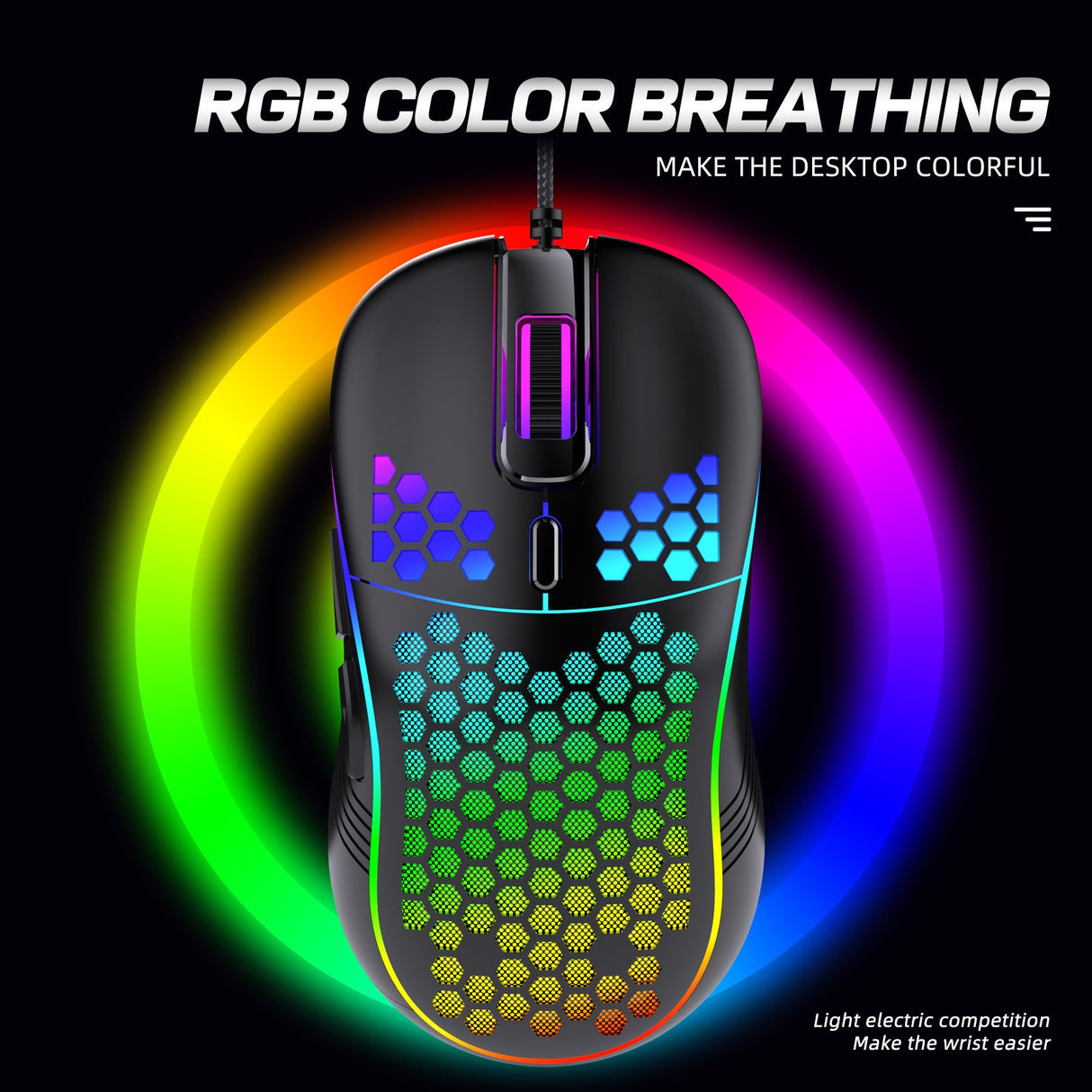 Wired gaming mouse with hollow holes and glowing light lightweight gaming mouse for esports - V.I.P Digital Presence