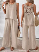 Fashionable Solid Color Back Hollow Lace Set - V.I.P Digital Presence