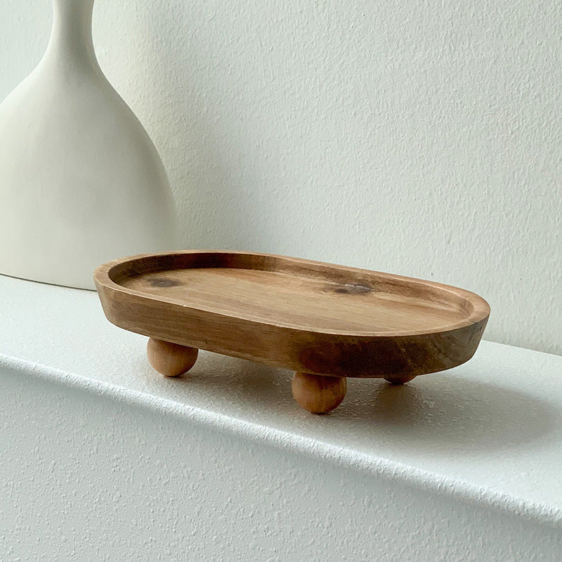 Entrance foyer storage tray aromatherapy glasses placement tray oval wooden ornament household tray - V.I.P Digital Presence