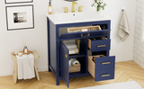 30-Inch Blue Bathroom Vanity with Ceramic Sink and Ample Storage - Ideal Choice for Small Bathrooms - V.I.P Digital Presence