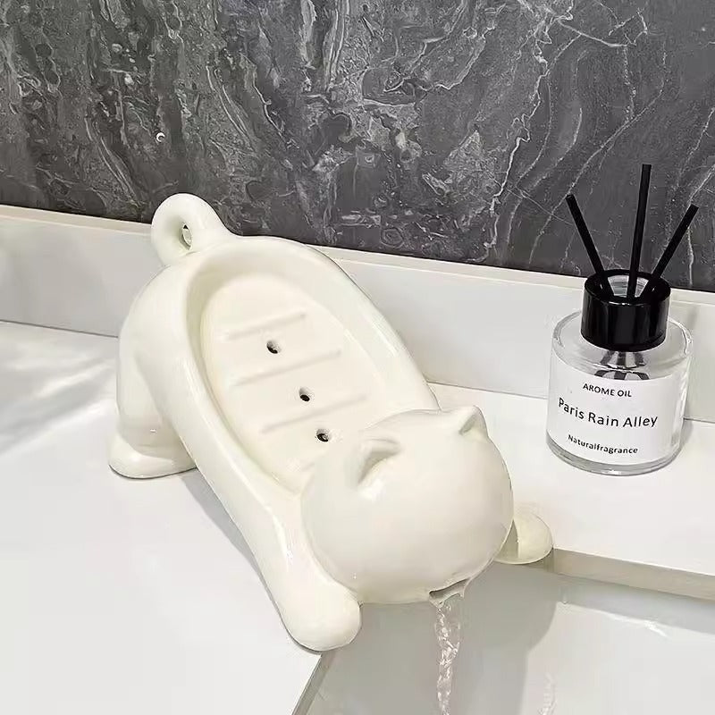 Cat soap box bathroom products bathroom accessories soap dish soap box cute pet cat drainage basket anti slip - V.I.P Digital Presence