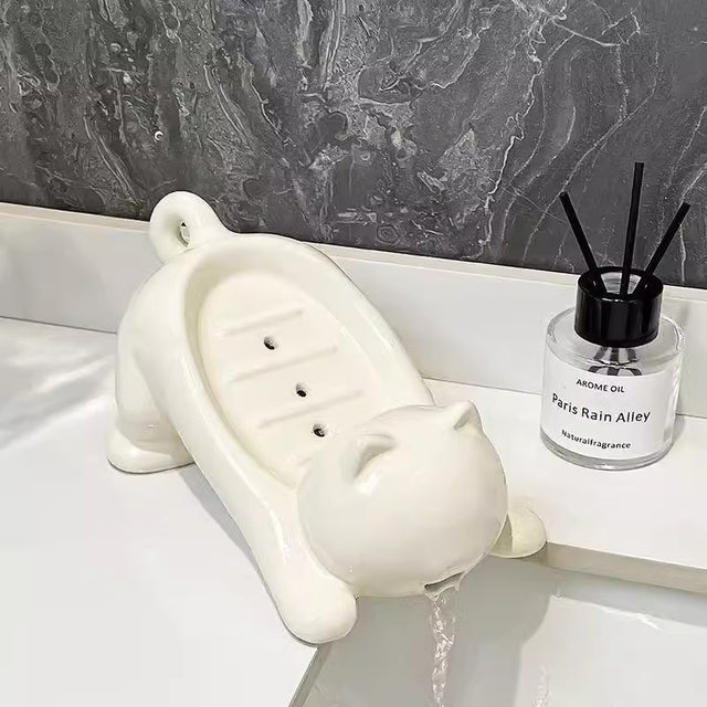 Cat soap box bathroom products bathroom accessories soap dish soap box cute pet cat drainage basket anti slip - V.I.P Digital Presence