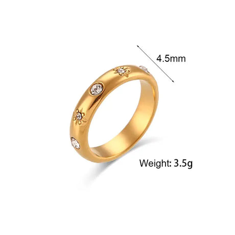 18K Gold Plated Green Zircon Pearl Rings For Women Waterproof Hypoallergenic Dainty Gold Ring Stainless Steel Jewelry - V.I.P Digital Presence