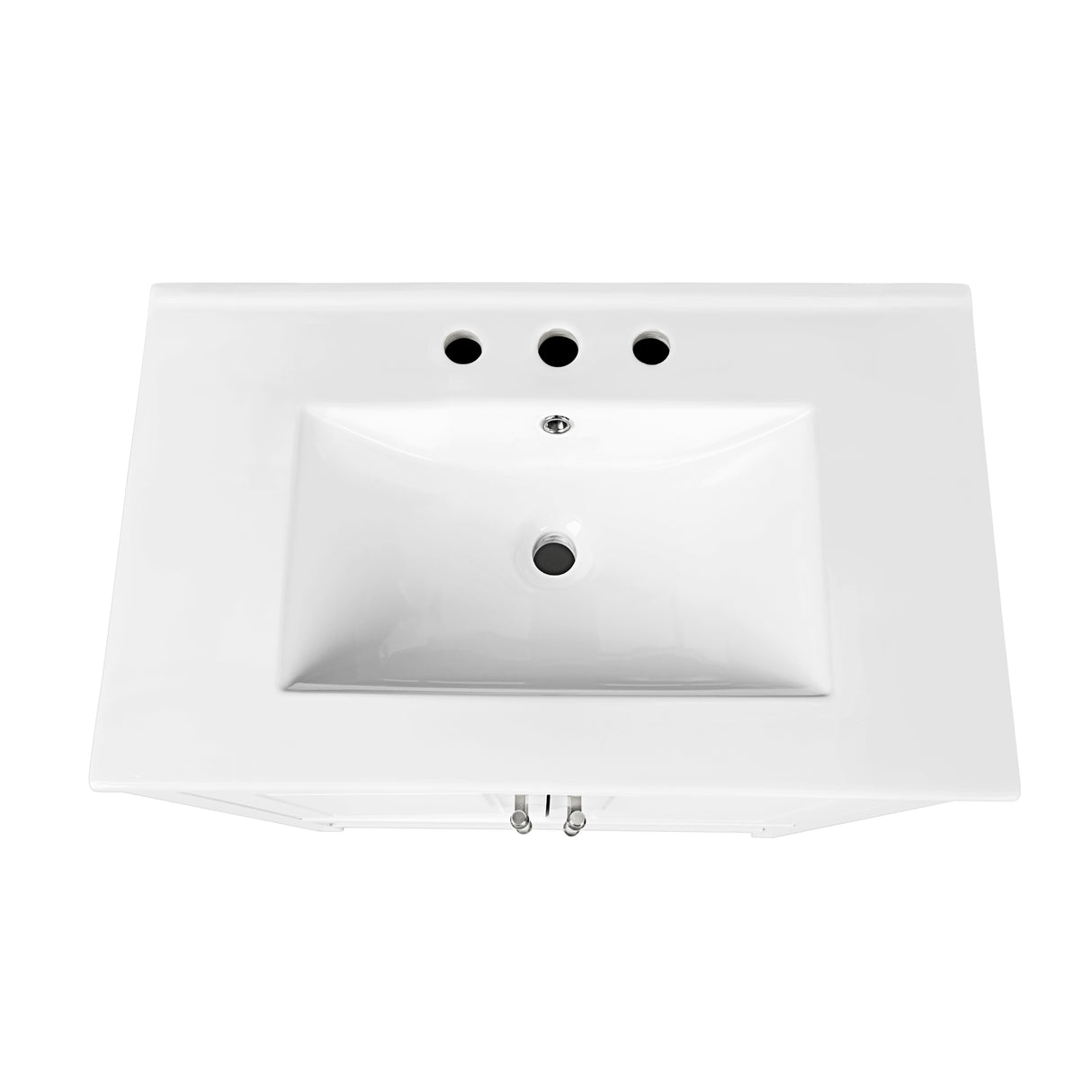 30" Bathroom Vanity with Sink  Multi-functional Bathroom Cabinet with Doors and Drawers Solid Frame and MDF Board, White - V.I.P Digital Presence