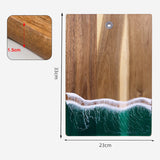 Wood Cutting Board Resin Blue green Wave Pattern - V.I.P Digital Presence
