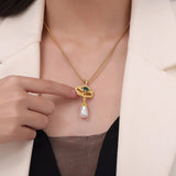 Freshwater Pearl Titanium Steel Geometric Necklace - V.I.P Digital Presence