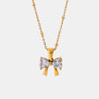 Stainless Steel Inlaid Zircon Bow Necklace - V.I.P Digital Presence