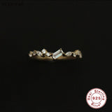 925 Sterling Silver Geometric Rectangle Clear Zircon Rings for Women Minimalist Exquisite Temperament Finger Ring - V.I.P Digital Presence