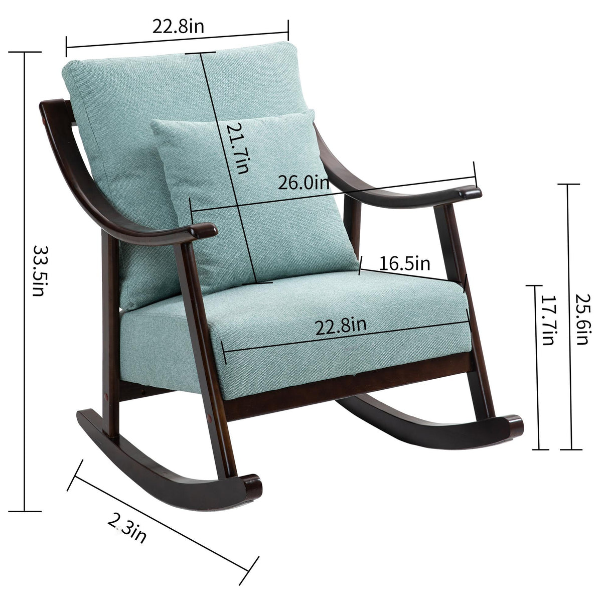 Rocking Chair Upholstered Fabric Rocking Armchair Indoor with High Backrest Glider Chairs and Lumbar Pillow for Living Room - V.I.P Digital Presence