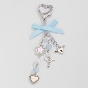 Little Fresh Love Bow Ribbon Keychain Sweet Wind Imitation Pearl Alloy Pendant - V.I.P Digital Presence