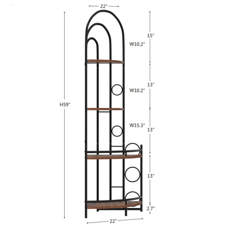 4-Tier Corner Bookshelf, Modern Style, Plant Stand with Metal Frame - V.I.P Digital Presence