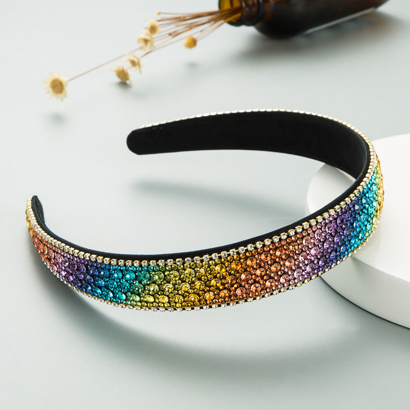 Korean Version Of The Same Trend Color Full Drill Non Slip Headband Women's Simple Headdress Pressure Hair Wash Face Hair Accessories - V.I.P Digital Presence