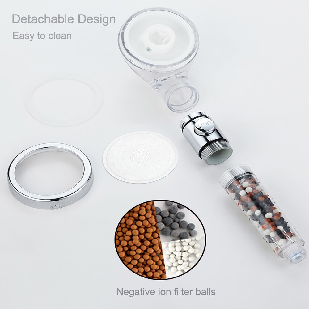 New Tourmaline balls Filter Shower Head Water saving 3 Modes adjustable SPA shower head on/off button high pressure shower - V.I.P Digital Presence