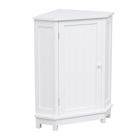 White Bathroom Cabinet Triangle Corner Storage Cabinet with Adjustable Shelf Modern Style MDF Board - V.I.P Digital Presence
