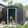 8ft x 6ft Outdoor Metal Storage Shed with Floor Base Black - V.I.P Digital Presence