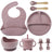 8PCS Mother and baby silicone bibs, silicone dinner plates, eight-piece set, baby food training suction cup bowl, baby divided tableware set - V.I.P Digital Presence