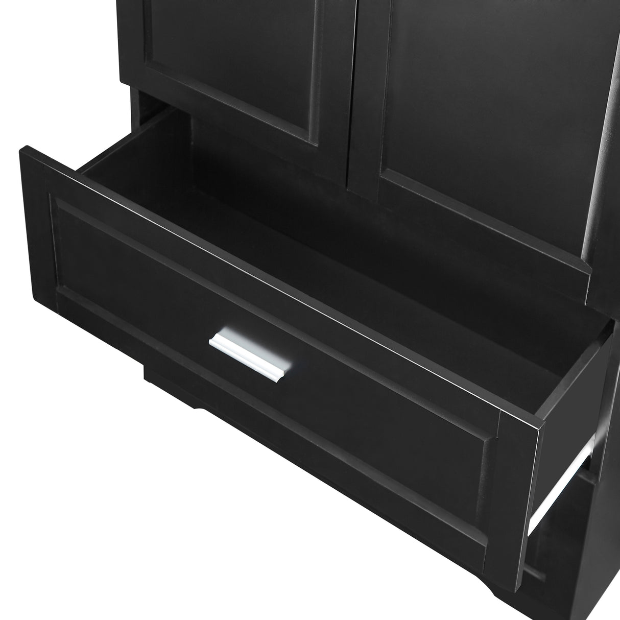 Tall Bathroom Storage Cabinet, Cabinet with Two Doors and Drawers, Adjustable Shelf, MDF Board, Black - V.I.P Digital Presence