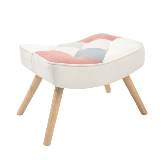 Rocking Chair with ottoman, Mid Century Fabric Rocker Chair with Wood Legs and Patchwork Linen for Livingroom Bedroom - V.I.P Digital Presence