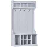 U-Can Hall Tree with 6 Hooks  Coat Hanger Entryway Bench Storage Bench (White)