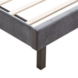 Velvet Button Tufted-Upholstered Bed with Wings Design - Strong Wood Slat Support - Easy Assembly - Gray Queen platform bed - V.I.P Digital Presence
