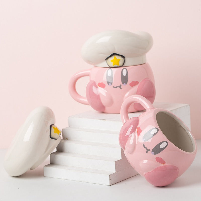 Madou Cute Pink Cartoon Chef Star Mug Cabbie Chef Hat Star Ceramic Cup Cartoon Navy Hat Star Coffee Mug With Lid Ceramic Mugs - V.I.P Digital Presence