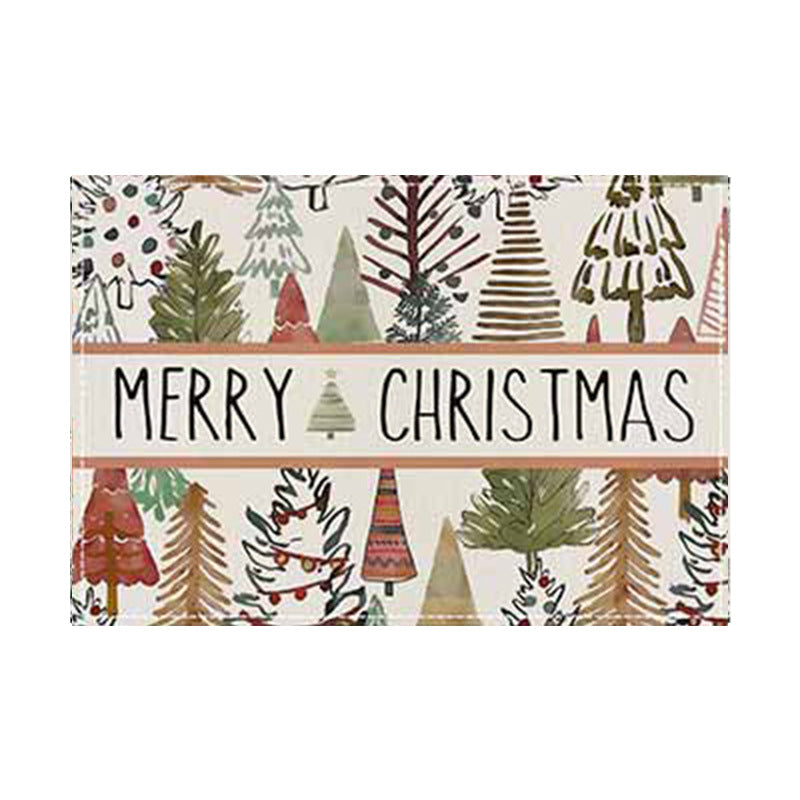 Christmas linen placemat Christmas tree print kitchen and restaurant decoration table mat - V.I.P Digital Presence