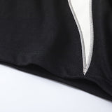 Color Block Applique Embroidery Flame Short Sleeve T-Shirt High Street Design Creative Abstract Casual Tee Men - V.I.P Digital Presence