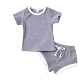 2020 Toddler Baby Boys Girls Summer Clothing Newborn Kids Baby Girls Ribbed Knitted Short Sleeve T-shirts+Shorts Tracksuits Sets - V.I.P Digital Presence