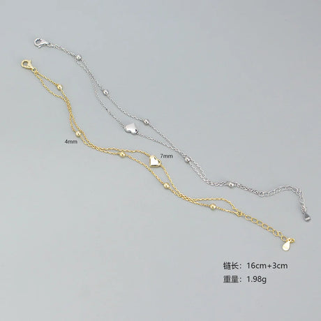 925 Sterling Silver Double Layer Heart-shaped Bracelet  for Women Girl Korean Style Small Fresh Summer Bracelet - V.I.P Digital Presence
