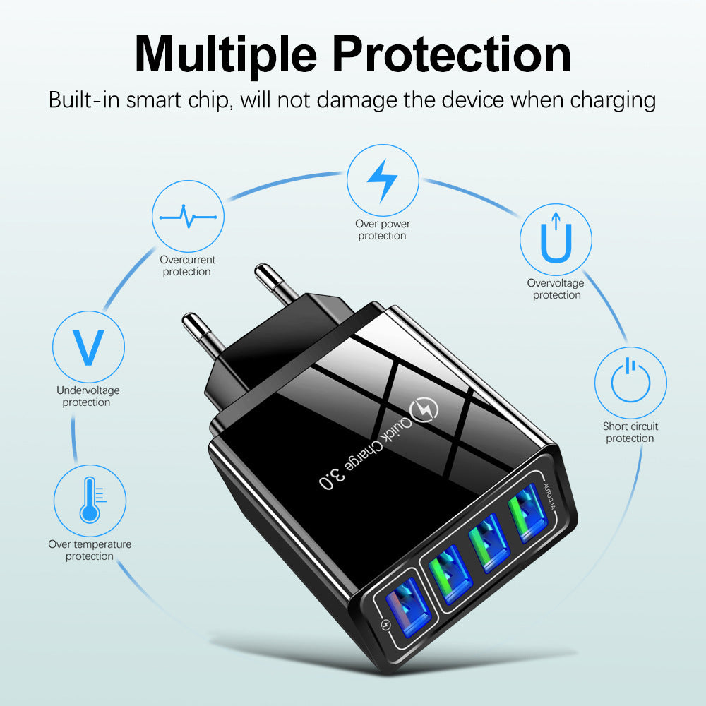 4USB mobile phone charger, multi port USB charging head charger - V.I.P Digital Presence