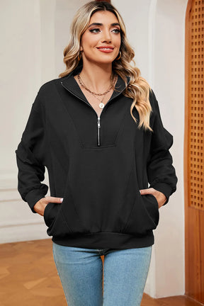 Autumn and winter new solid color zipper long sleeved loose pullover sweatshirt jacket for women - V.I.P Digital Presence