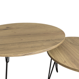 27.56'' Round Nesting Coffee Table Set of 2, Circular Nesting End Table Set  Sturdy Metal Base for Living Room, bedroom, Brown - V.I.P Digital Presence