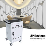 Mobile Charging Cart and Cabinet for Tablets Laptops 32-Device(White) - V.I.P Digital Presence