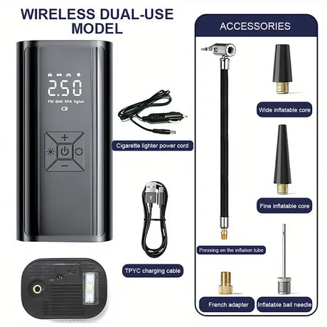 6000mAh Portable Car Air Compressor 12V 150PSI Electric Cordless Tire Inflator Pump for Motorcycle Bicycle Boat AUTO Tyre Balls - V.I.P Digital Presence