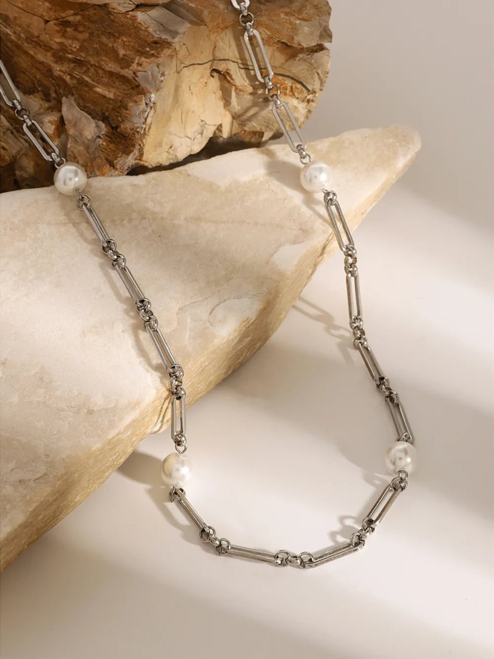 Stainless Steel Pearl Chain Necklace - V.I.P Digital Presence