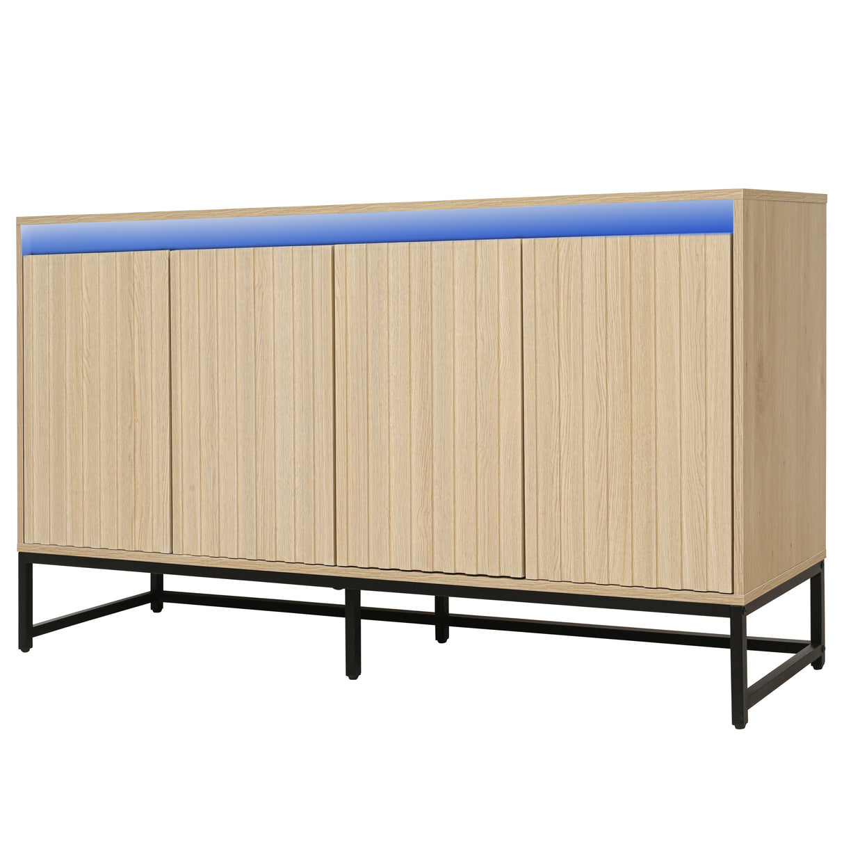 Engraved 4-door side panel with LED, self-service cabinet storage cabinet, modern coffee bar cabinet with adjustable shelves - V.I.P Digital Presence