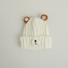 Gorro de punto cálido para niños de otoño e invierno, bonito gorro de lana de color caramelo con forma de oso, gorro cálido coreano para bebés, para hombres y mujeres, tendencia