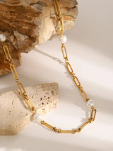 Stainless Steel Pearl Chain Necklace - V.I.P Digital Presence