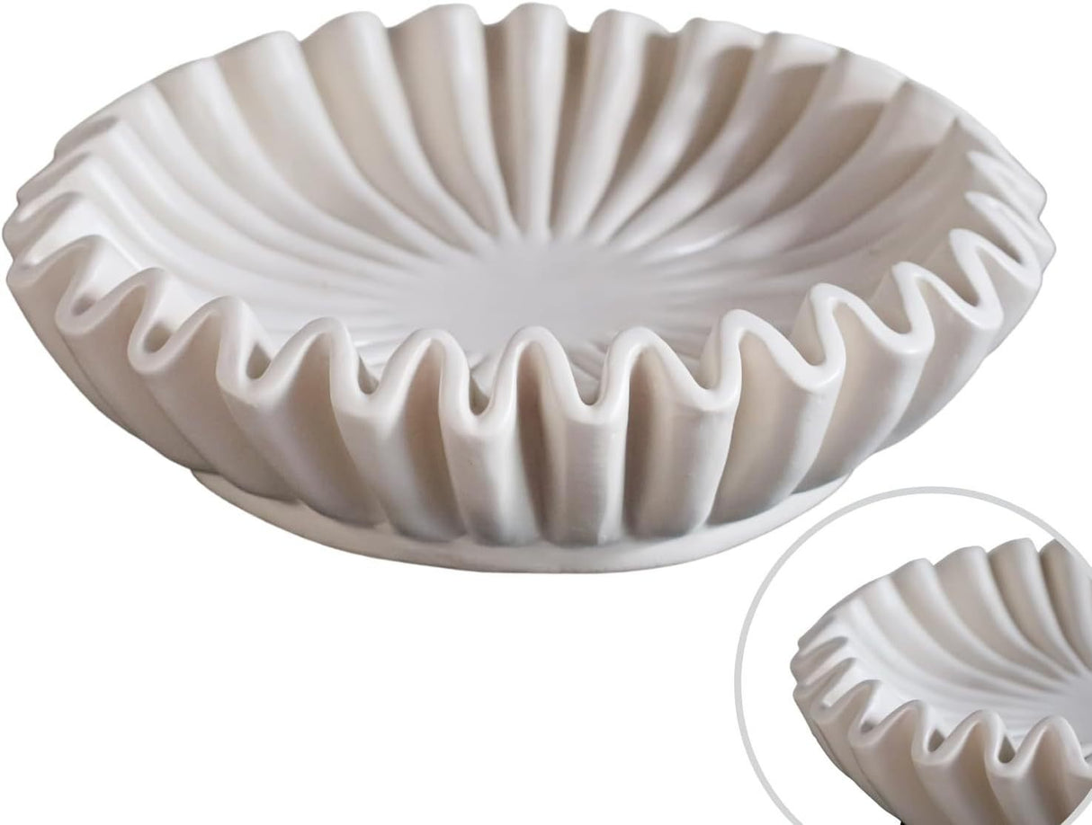 Groove lotus leaf edge decorative bowl - living room style coffee table bookshelf desktop style home retro decoration - V.I.P Digital Presence