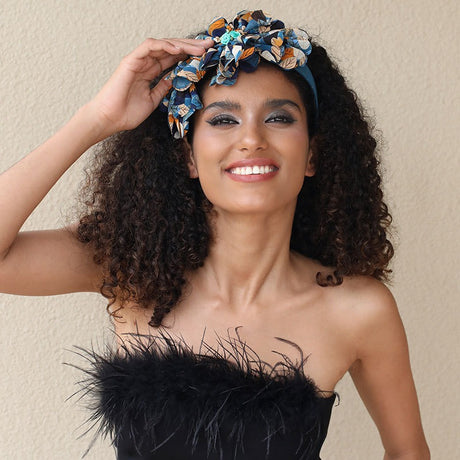 Exaggerated fabric oversized flower and leaf pattern headband - V.I.P Digital Presence