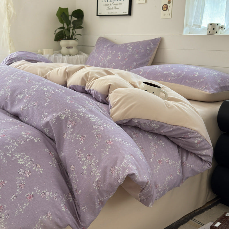 Double Gauze Four-Piece Set Jacquard Small Bamboo Cotton Three-Piece Set Student Dormitory INS Fresh Floral Bedding - V.I.P Digital Presence