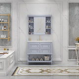 36'' Bathroom Vanity with Medicine Cabinet, Modern Mirror Cabinet with Adjustable Shelf, Bathroom Storage Cabinet with 4 Drawers - V.I.P Digital Presence