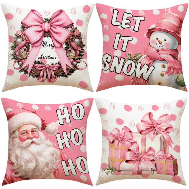 Christmas Pillow, Christmas Day Pillow Cover, Santa Claus Snowman Cushion, Backrest, Bedding Pillow Cover (excluding pillow core) - V.I.P Digital Presence